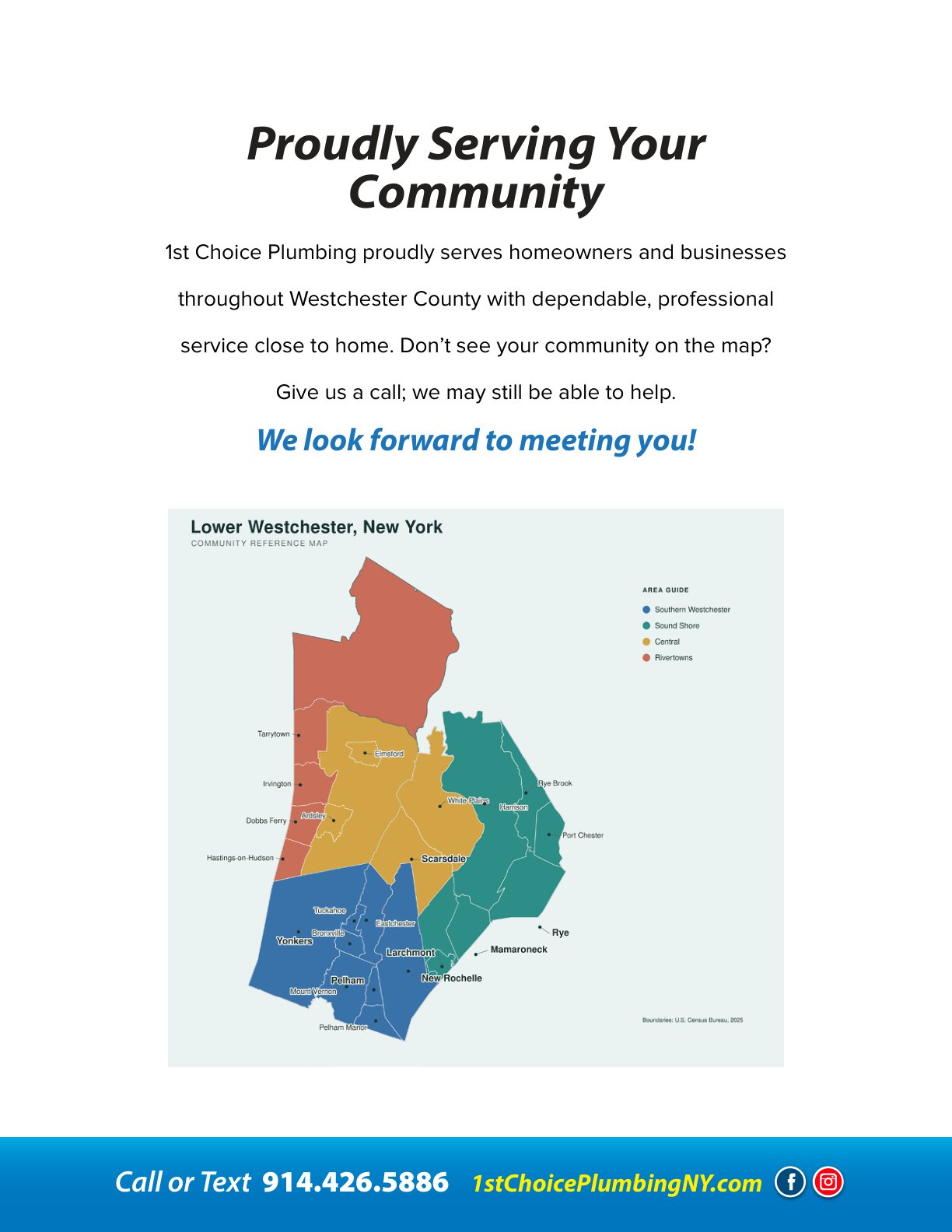 1st Choice Plumbing brochure, page 6: Service Area