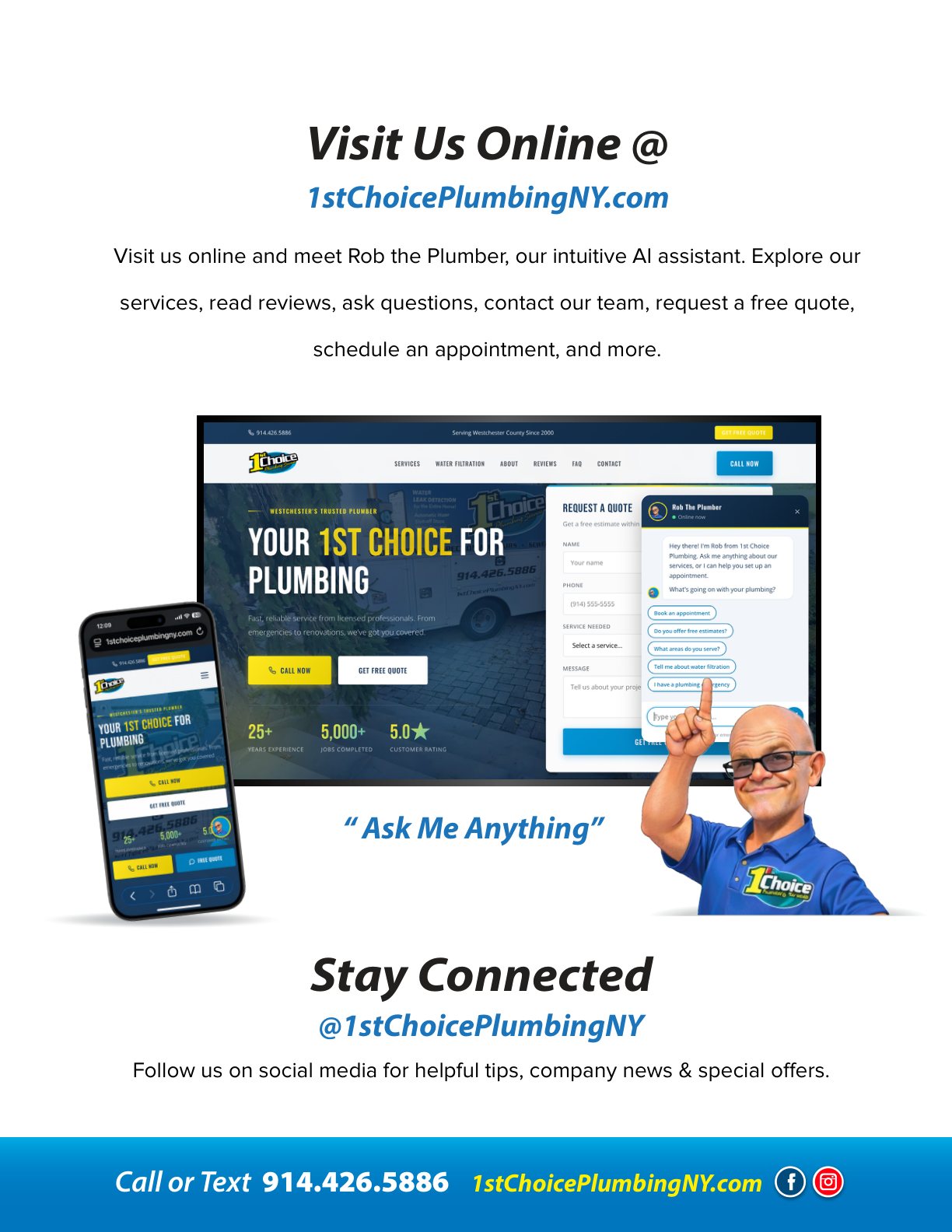 1st Choice Plumbing brochure, page 7: Stay Connected